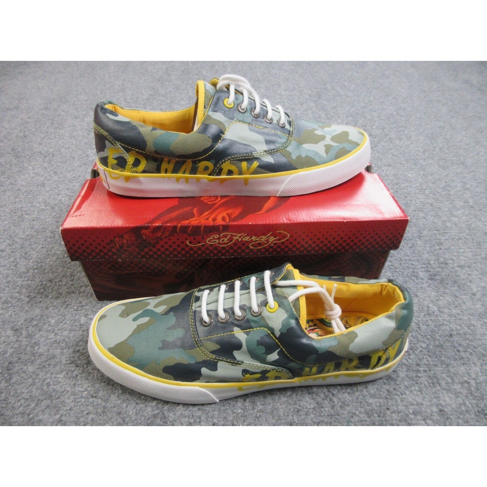 Ed Hardy Louise Lowrise Shoes Mens Size 12 Green‎ Camo 11SLO102M